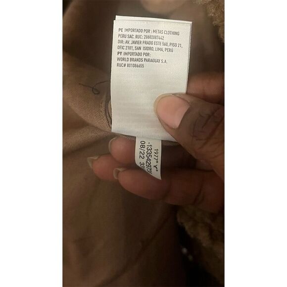 American Eagle Teddy‎ Bear Oversized Sherpa Fleece Jacket M Taupe Brown - Picture 6 of 9